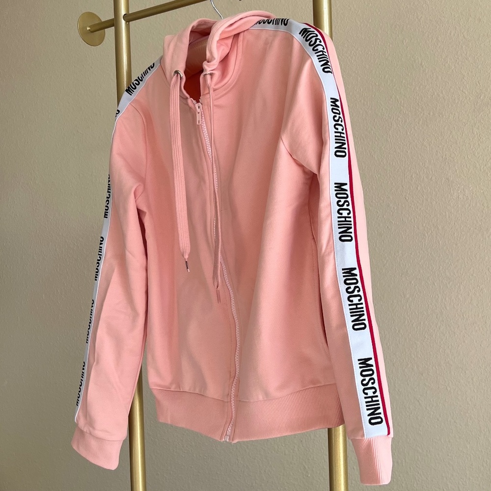 Moschino Logo Zipped Drawstring Hoodie